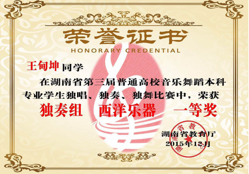 我院学生在“南山杯”手风琴比赛中获铜奖